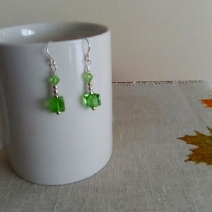 Green Swarovski Crystal Earrings